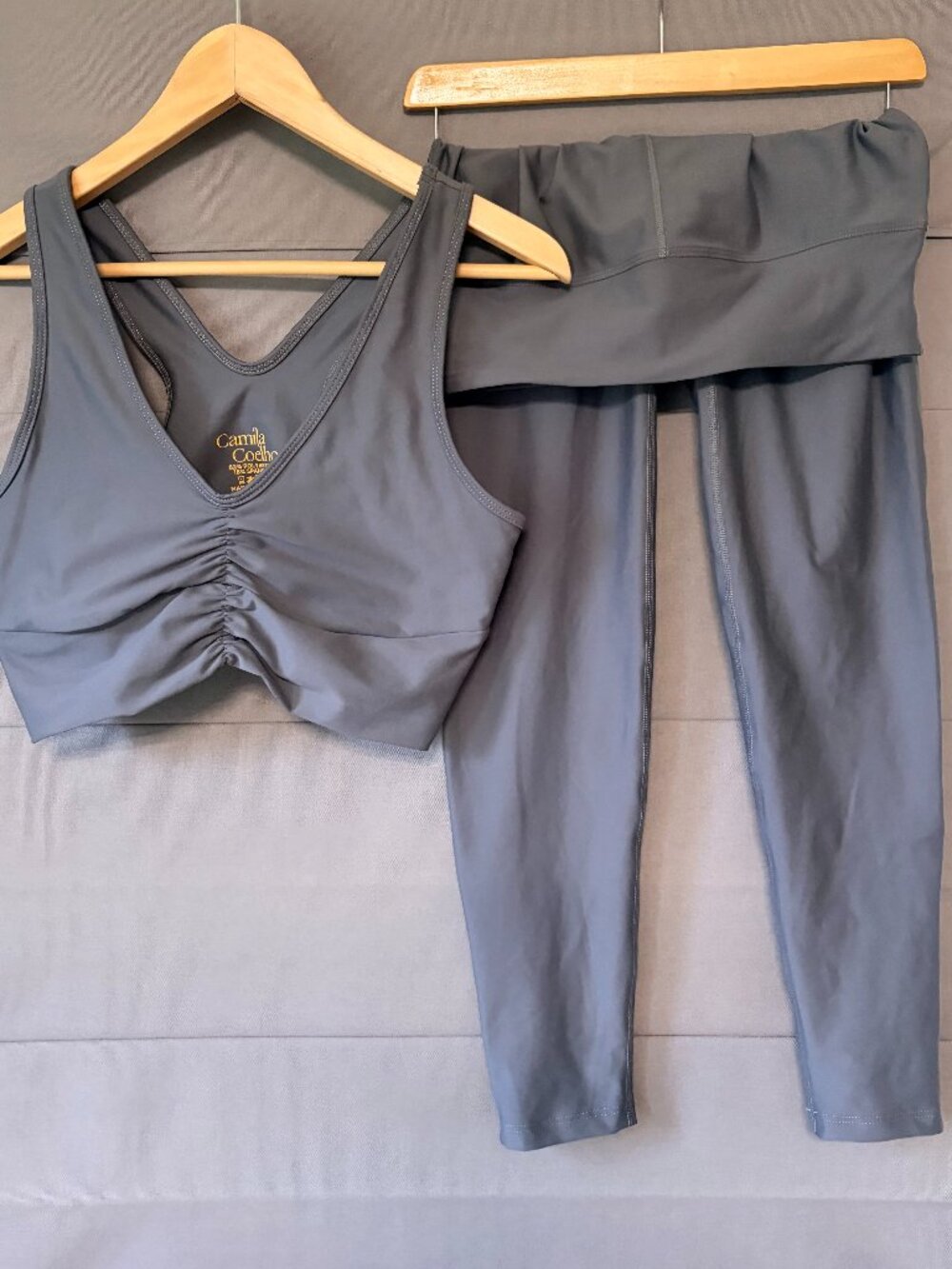 Camila Coelho Charcoal Ruched Sports Bra & Leggings Set